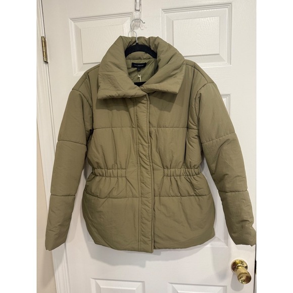 Blu Pepper Jackets & Blazers - Olive Puffer Jacket Funnel Neck Cinched Waist Coat NWT Small